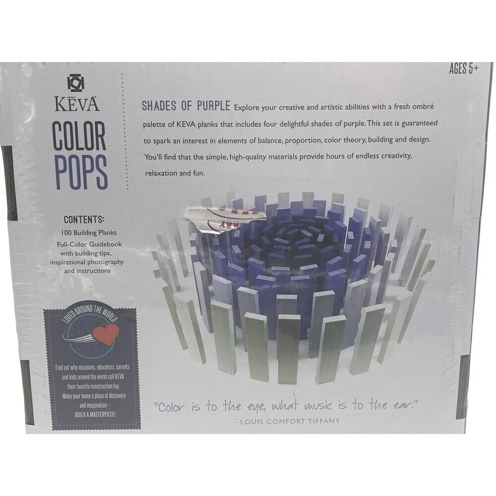 KEVA Color Pops Wooden Building Planks 100 Pieces NEW SEALED Shades of Purple